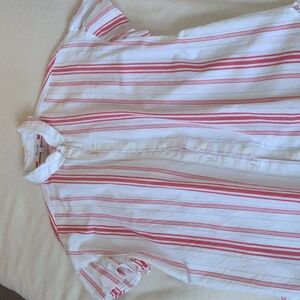 Madewell flutter sleeve red striped button up shirt